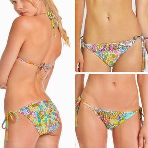 Trina Turk turquoise reef gold string bikini bottom  multicolor blue bead NWT 10
